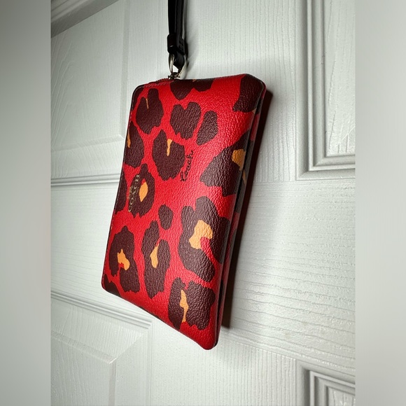 Coach Red Leopard Print Wristlet - Picture 11 of 14